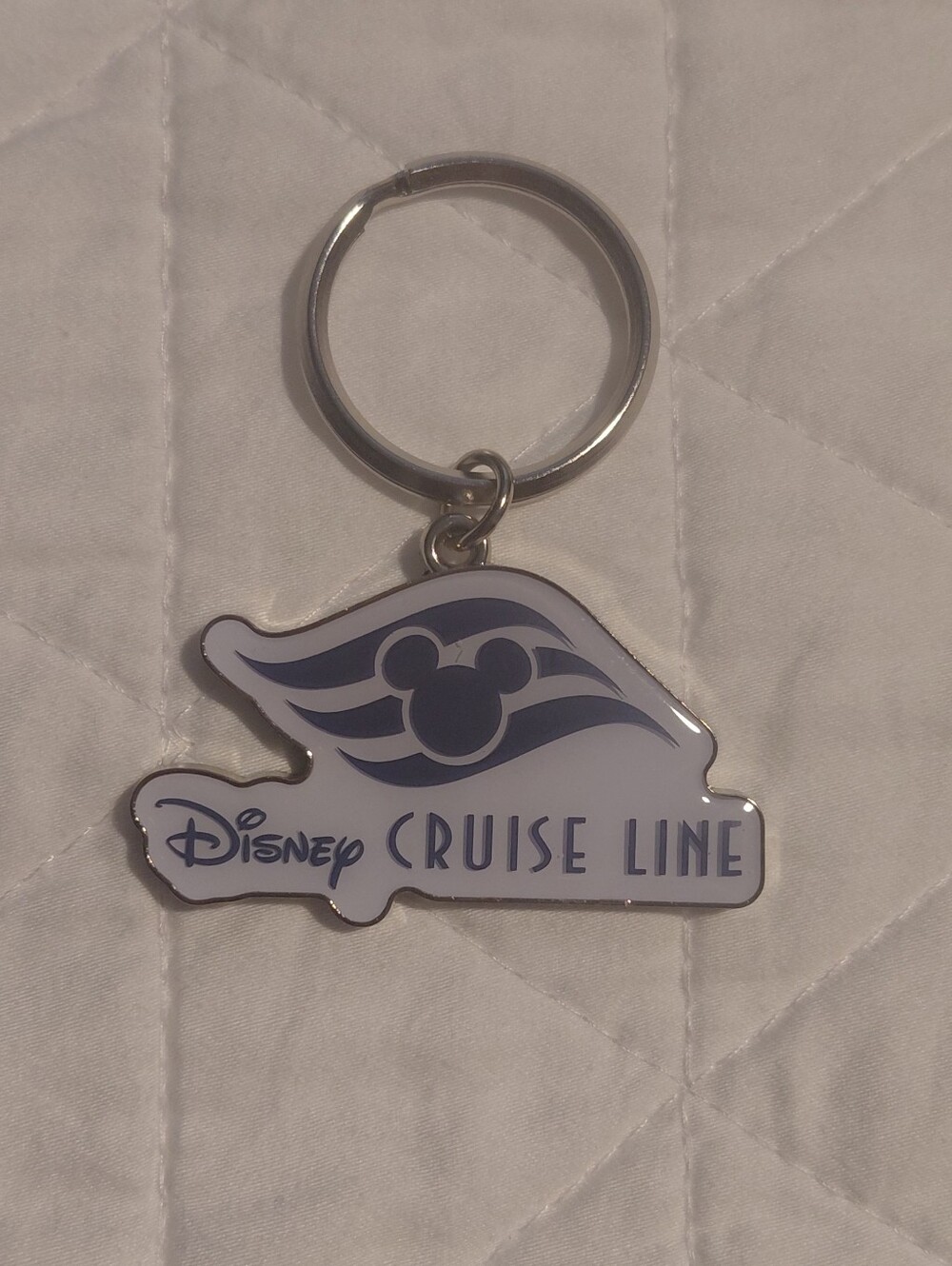 Disney Cruise Line White and Navy Enamel Keychain